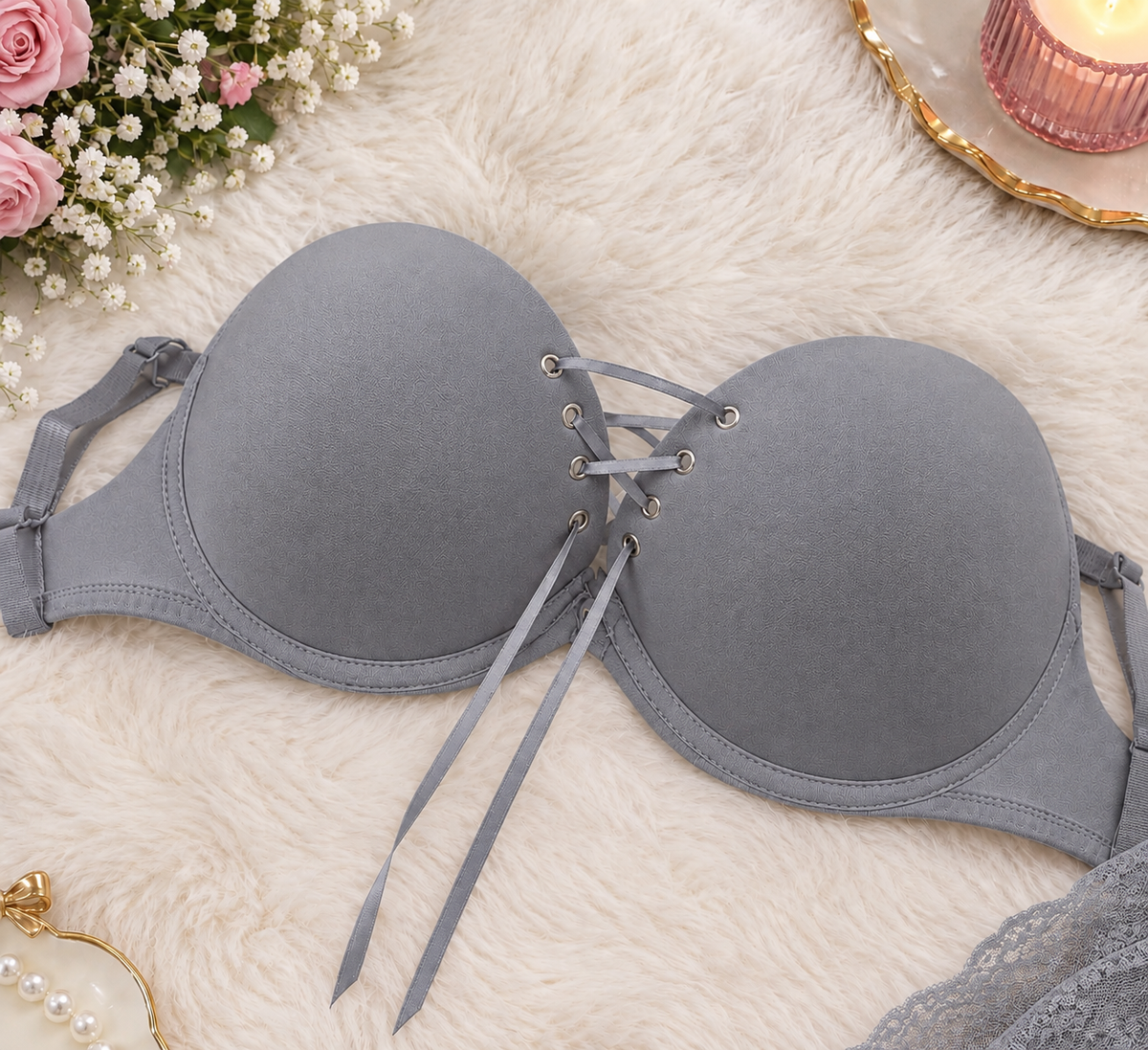 Pack of 3 Seamless Lace-Up Push-Up Padded Bra