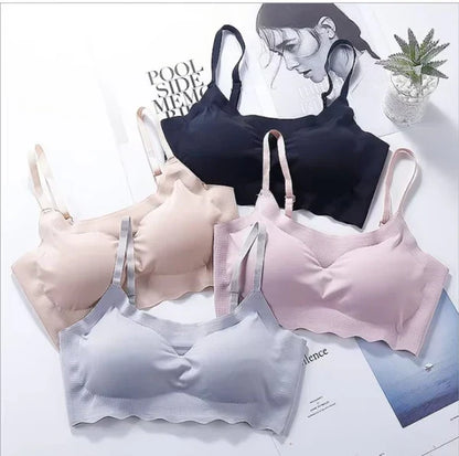 Pack of-2Seamless Bras for Woman Wireless Underwear Ice Silk Removable Padded Bralette Breathable Comfortable One Piece Brassier