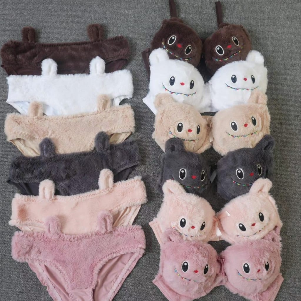 ✨Fluffy Bunny Plush Bra & Panty Set – Cute Soft Comfort Lingerie